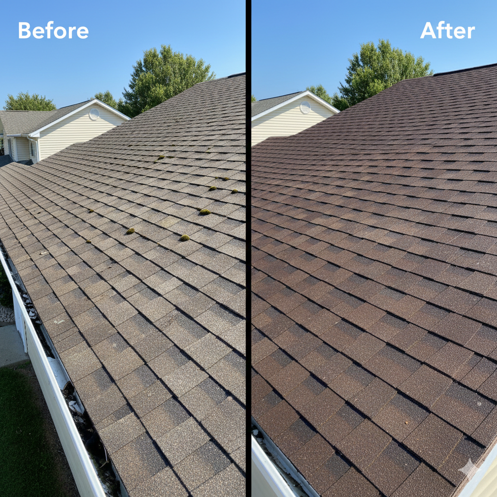 Florida home with revitalized asphalt shingle roof at golden hour